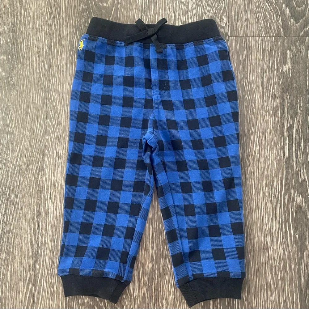 New Ralph Lauren Classic Blue Check Interlock Two Piece Baby Boys Set